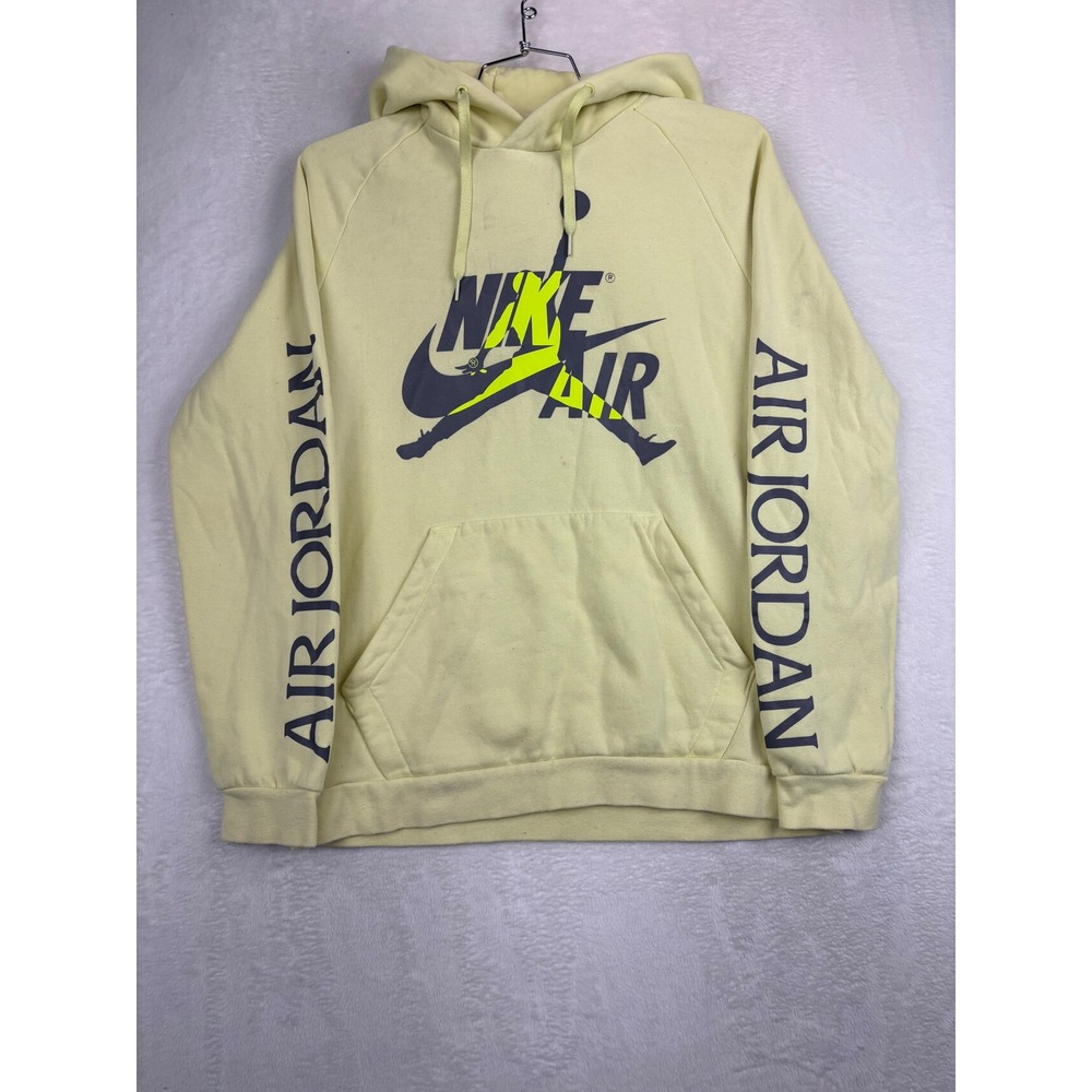 2000s Nike Air Jordan Jumpman Mens Large‎ Yellow Fleece Pullover Raglan Sleeve